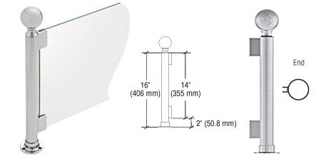 CRL 16" Round Brushed Stainless PP05 Elegant Series Counter/Partition End Post