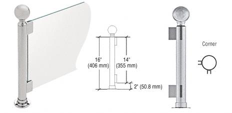 CRL 16" Round Brushed Stainless PP05 Elegant Series Counter/Partition Corner Post