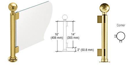 CRL 16" Round Polished Brass PP05 Elegant Series Counter/Partition Corner Post