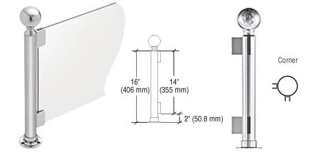 CRL 16" Round Polished Stainless PP05 Elegant Series Counter/Partition Corner Post