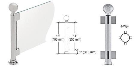 CRL 16" Round Brushed Stainless PP05 Elegant Series Counter/Partition 4-Way Post