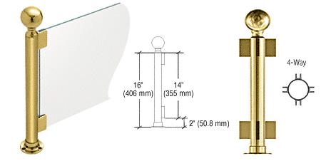 CRL 16" Round Polished Brass PP05 Elegant Series Counter/Partition 4-Way Post