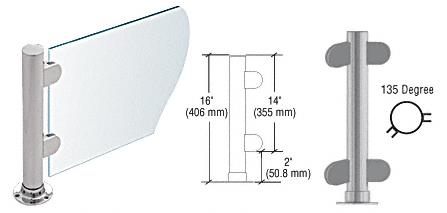 CRL 16" Round Brushed Stainless PP06 Elegant Series Counter/Partition 135 Degree Post