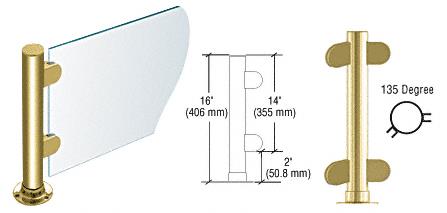 CRL 16" Round Polished Brass PP06 Elegant Series Counter/Partition 135 Degree Post