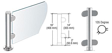 CRL 16" Round Polished Stainless PP06 Elegant Series Counter/Partition 135 Degree Post