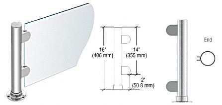 CRL 16" Round Polished Stainless PP06 Elegant Series Counter/Partition End Post