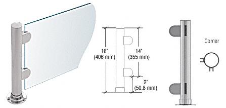 CRL 16" Round Brushed Stainless PP06 Elegant Series Counter/Partition Corner Post