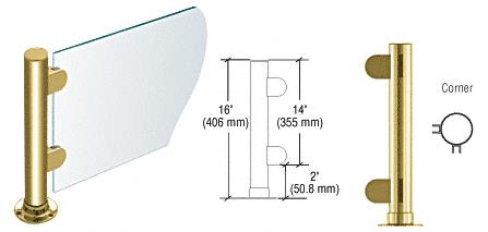 CRL 16" Round Polished Brass PP06 Elegant Series Counter/Partition Corner Post
