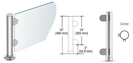 CRL 16" Round Polished Stainless PP06 Elegant Series Counter/Partition Corner Post