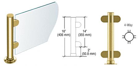 CRL 16" Round Polished Brass PP06 Elegant Series Counter/Partition 4-Way Post