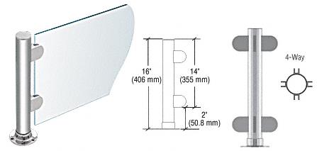 CRL 16" Round Polished Stainless PP06 Elegant Series Counter/Partition 4-Way Post