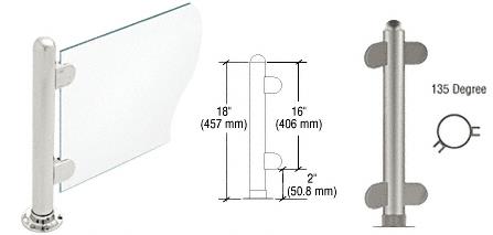 CRL 18" Round Brushed Stainless PP07 Elegant Series Counter/Partition 135 Degree Post
