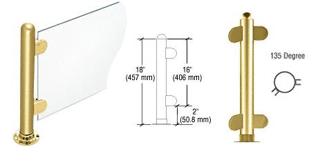 CRL 18" Round Polished Brass PP07 Elegant Series Counter/Partition 135 Degree Post