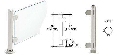 CRL 18" Round Brushed Stainless PP07 Elegant Series Counter/Partition Corner Post