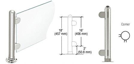 CRL 18" Round Polished Stainless PP07 Elegant Series Counter/Partition Corner Post