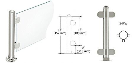 CRL 18" Round Polished Stainless PP07 Elegant Series Counter/Partition 3-Way Post