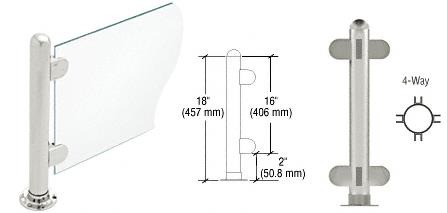 CRL 18" Round Brushed Stainless PP07 Elegant Series Counter/Partition 4-Way Post