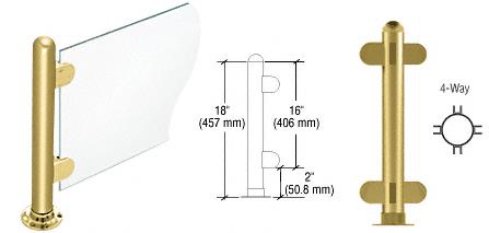CRL 18" Round Polished Brass PP07 Elegant Series Counter/Partition 4-Way Post