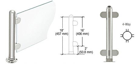 CRL 18" Round Polished Stainless PP07 Elegant Series Counter/Partition 4-Way Post