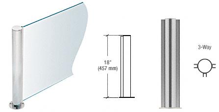 CRL 18" Round Brushed Stainless PP08 Elegant Series Counter/Partition 3-Way Post