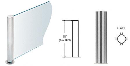 CRL 18" Round Brushed Stainless PP08 Elegant Series Counter/Partition 4-Way Post