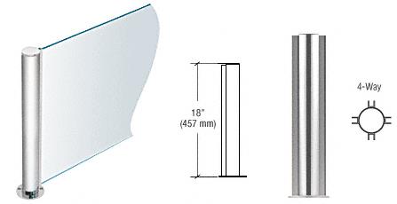 CRL 18" Round Polished Stainless PP08 Elegant Series Counter/Partition 4-Way Post