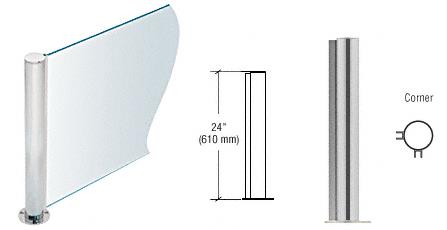 CRL 24" Round Brushed Stainless PP08 Elegant Series Counter/Partition Corner Post