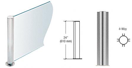 CRL 24" Round Brushed Stainless PP08 Elegant Series Counter/Partition 4-Way Post