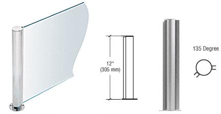CRL 12" Round Brushed Stainless PP08 Elegant Series Counter/Partition 135 Degree Post