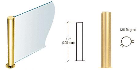 CRL 12" Round Polished Brass PP08 Elegant Series Counter/Partition 135 Degree Post