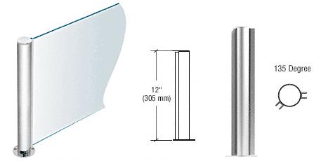 CRL 12" Round Polished Stainless PP08 Elegant Series Counter/Partition 135 Degree Post