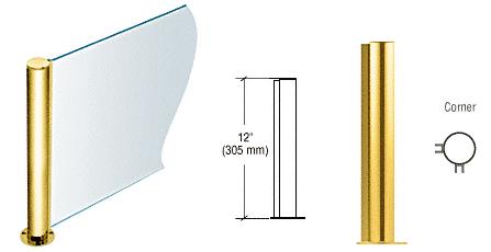 CRL 12" Round Polished Brass PP08 Elegant Series Counter/Partition Corner Post
