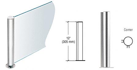 CRL 12" Round Polished Stainless PP08 Elegant Series Counter/Partition Corner Post