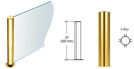 CRL 12" Round Polished Brass PP08 Elegant Series Counter/Partition 4-Way Post