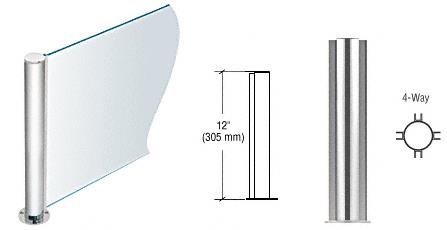 CRL 12" Round Polished Stainless PP08 Elegant Series Counter/Partition 4-Way Post
