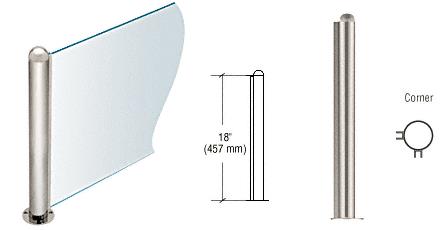 CRL 18" Round Polished Stainless PP09 Elegant Series Counter/Partition Corner Post