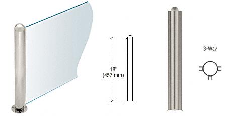 CRL 18" Round Brushed Stainless PP09 Elegant Series Counter/Partition 3-Way Post