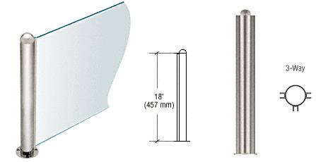 CRL 18" Round Polished Stainless PP09 Elegant Series Counter/Partition 3-Way Post
