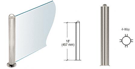 CRL 18" Round Brushed Stainless PP09 Elegant Series Counter/Partition 4-Way Post