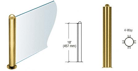 CRL 18" Round Polished Brass PP09 Elegant Series Counter/Partition 4-Way Post