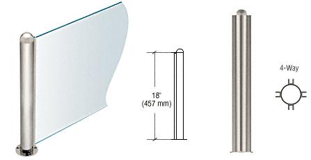 CRL 18" Round Polished Stainless PP09 Elegant Series Counter/Partition 4-Way Post