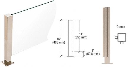 CRL Brushed Stainless 16" High 1-1/2" Square PP41 Series Counter/Partition Corner Post