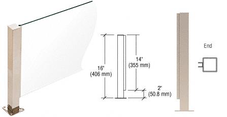 CRL Brushed Stainless 16" High 1-1/2" Square PP41 Series Counter/Partition End Post