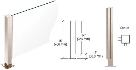 CRL Polished Stainless 16" High 1-1/2" Square PP41 Series Counter/Partition Corner Post