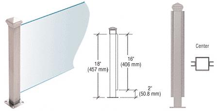 CRL Brushed Stainless 18" High 1-1/2" Square PP42 Elegant Series Counter/Partition Center Post