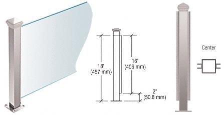 CRL Polished Stainless 18" High 1-1/2" Square PP42 Elegant Series Counter/Partition Center Post