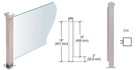 CRL Brushed Stainless 18" High 1-1/2" Square PP42 Elegant Series Counter/Partition End Post