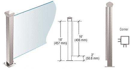 CRL Polished Stainless 18" High 1-1/2" Square PP42 Elegant Series Counter/Partition Corner Post