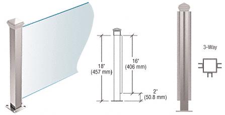 CRL Polished Stainless 18" High 1-1/2" Square PP42 Elegant Series Counter/Partition 3-Way Post