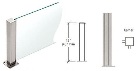 CRL Brushed Stainless 18" High 1-1/2" Square PP43 Elegant Series Counter/Partition Corner Post